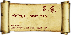 Pétyi Zakária névjegykártya